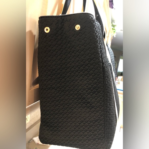Stella & Dot Black Quilted Large Utility Tote Bag - Picture 3 of 14